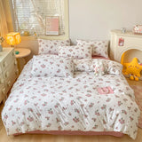 DAIIIBABYYY  -  A-class mother and baby cartoon washed cotton four piece set for bed, ins style bed sheets, duvet covers, dormitory duvet