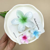 DAIIIBABYYY  -  3Pcs Sweet Colorful Plumeria Flower Shark Clip Hair Claw Bohemian Ponytail Clip Plastic Hairpin Barrette Summer Hair Accessories