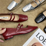 DAIIIBABYYY  -  2024 Red Spring New Women Mary Jane Shoes Fashion Round Toe Shallow Slip On Ladies Flat Shoes Soft Sole Outdoor Dress Ballerina