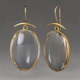 Daiiibabyyy  Huitan Women Drop Earrings Oval Shaped Luxury Gold Color Wedding Party Gentle Accessories Versatile Fashion Daily Lady Jewelry