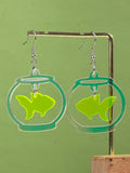 Daiiibabyyy  Cute Acrylic Iridescent Fish Tank Drop Earrings Lovely Cartoon Marine Animals Pendant Earring Women Jewelry Gifts