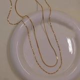 Daiiibabyyy  New Double Layer Necklace Women's Simple Fashion Petal Chain Necklace Design Jewelry Gift Women's Necklace Set for Daily Jewelry