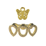 Daiiibabyyy  Hip-Hop Style Fashion-Three Hollowed-Out Water Droplets / Butterflies - Rap Singer's Zircon Teeth - Street Dance Decoration
