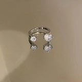 Daiiibabyyy  Luxury Shiny Crystal Open Rings for Women Sweet Cute Silver Color Metal Zircon Geometric Personality Finger Ring Wedding Jewelry