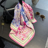 DAIIIBABYYY  -  100% Foulards En Soie Mode Fleurs Vives Couleur 53CM Petites Echarpes Carrees Cou Enveloppe Decorative Imprime Foulards