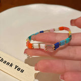 DAIIIBABYYY  -  New Fashion Summer Colorful Dopamine Flower Pearl Beaded Bracelet for Women Sweet Vacation Party Jewelry Friendship Gifts