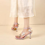 Daiiibabyyy  New Buckle Strap Women's Sandals Fashion Butterfly-knot Office and Career Brand Open Toe Summer Best Seller Heeled Sandals