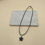 Daiiibabyyy  Natural Stone Five-pointed Star Crystal Rose Quartz Opal Star Pendant Necklace for Women Fluorite Lapis Bullet Pendulum Jewelry