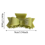 Daiiibabyyy  Cute Rhinestone Bowknot Hair Claw Elegant Shiny Acetate Shark Clip Headwear Geometry Small Hair Clip Female