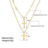 Daiiibabyyy Simple Double Layer Cross Pendant Necklace for Women Elegant Rhinestone Droplets Chain Fine Chokers Accessories Fashion Jewelry