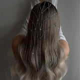 Daiiibabyyy  Fashion Bridal Tassel Headband Chain Women Hair Decoration Boho Wedding Hollow Mesh Pearl Headpiece Chain Dress Jewelry Gifts