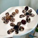 Leopard print holiday flower earrings