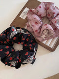 DAIIIBABYYY  -  1pc retro rose flower lace large intestine hair tie, gentle temperament bun hairstyle flower hair rope hair accessories