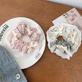 DAIIIBABYYY  -  Spring Summer Comely Small Floral Large Intestine Hair Band Mori Sweet Girl Plaid Lace Hair Rope New Female Pastoral Rubber Band