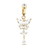 DAIIIBABYYY  -  1PC Fake Belly Button Ring Fake Belly Piercing Crown Clip On Umbilical Non Navel Fake Pircing Butterfly Cartilage Earring Clip