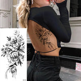 DAIIIBABYYY  -  Black Flower Women Sexy Tattoo Sticker Women Dot Rose Peony Body Chest Art Temporary Tattoos Water Transfer Fake Tattoo Stickers