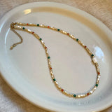 Daiiibabyyy  Natural Stone Baroque Freshwater Pearl Beaded Choker Necklac For Women Party Elegant Trendy Jewelry Gifts