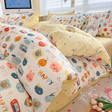 DAIIIBABYYY  -  Bedding Class A All Cotton Face Mask Dormitory Skin friendly Fresh Bed Sheet and Quilt Cover Pure Cotton Four piece Set Three