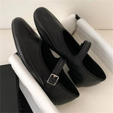Daiiibabyyy  Cosy Soft PU Leather Round Toe Flats Heels Woman Sandals Concise Buckle Strap Shoes Fashion Summer Zapatos De Mujer