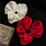 DAIIIBABYYY  -  New Year's festive red satin love hair band ball head rubber band hair rope low ponytail hair accessories headgear
