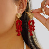 Daiiibabyyy  1Pairs Ocean Sweet Starfish Gradient Jellyfish Acrylic Earrings for Ladies Cute Summer Vacation Style Ear Jewelry Accessory