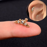 DAIIIBABYYY  -  1pcs New Style Stainless Steel Ear Piercing Cz Stud Earrings Snake Moon Round Ball Arc Cartilage Helix Conch Screw Back Earring