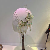Daiiibabyyy  Fresh Green Butterfly Tassel Hair Accessories Headgear  Flower Hair Sticks Bridal Hair Accessories
