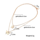 Daiiibabyyy Women and Jewelry Classic Fashion Double Layer Butterfly Necklace Wedding Jewelry Collar Chain Light Luxury Pendant Neckchain