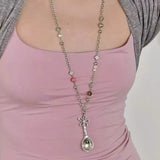 Daiiibabyyy  Korean Silver Spoon Flower Relief Bead Necklace for Women Elegant High-End Trendy Long Sweater Chain Accessory Versatile Fashion