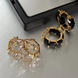 Daiiibabyyy  Plated Cubic Zirconia Drop Hoop Earrings for Women Luxurious Fashion Huggies Party Jewelry Gifts