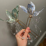 Daiiibabyyy  Fashionable retro Hong Kong style bright colored butterfly hairpin, trendy, luxurious, high-end, U-shaped hairpin, sweet