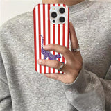 Daiiibabyyy  Crystal transparent white IND red and white striped spotted leopard phone case for iPhone 11 12 13 14 15 16 17 Pro Max