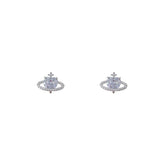 Daiiibabyyy New Exquisite Love Heart Zircon Planet Earrings Women Ins Light Luxury High Sense Hundred Earring Party Jewelry Gifts