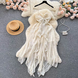 DAIIIBABYYY  -  Elegant Sexy Asymmetric Sleeveless Pleated Backless Chiffon Slip Dresses Fairy A-line Summer Slim Women Beach Vacation Clothing