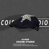 DAIIIBABYYY  -  American Retro Babe Style Berets Y2k Summer Versatile Fashion Leopard Print Sticker Design Sun Protection Forward Hats Woman