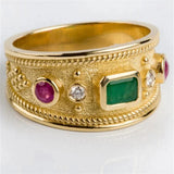 DAIIIBABYYY  -  Luxury Men Rings Gold Color Round Square Classic Vintage Design Green Red Stone Party Accessories Gift