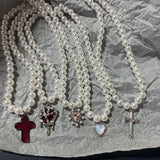 Daiiibabyyy Imitation Pearl Heart Pendant Necklace For Women Fashion Jewelry Classic Holiday New Styles Wholesale Accessories Gifts
