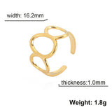 DAIIIBABYYY  -  Hollow Oval Stainless Steel Adjustable Open Ring Women's Fashion Minimalist Valentine's Day Gift Jewelry New 2024