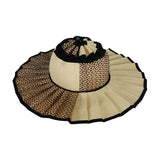 Daiiibabyyy  Plaid Print Ruffle Wide Brim Bucket Hat Foldable Sun Protection Loose Fit Summer Women Straw Hat Casual Chic Lady Sombrero
