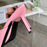 Daiiibabyyy  Butterfly-knot Satin Women Slipper Slip On Ladies Sandal Thin High Heel Outdoor Dress Slides Shoes Summer Fashion