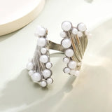 DAIIIBABYYY  -  Fashion Design Spindrift Adjustable Ring Women Trendy Personalized Faux Pearl Wide Face Ring Creative Party Jewelry Accessories