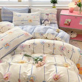 DAIIIBABYYY  -  New Little Fresh Pure Cotton Four Piece Set with 40 Thread Count All Cotton Bedding Ins Bed Sheet and Quilt Set with 4