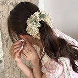 Daiiibabyyy  1 Pcs Women's Hair Scrunchies French Gentle Sweet Color Blocked Hair Ties Fashion Large Size High Elasticity Hair Accessories