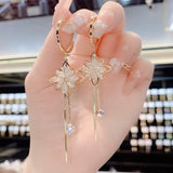 Daiiibabyyy  New Trendy Green Zircon Butterfly Earrings for Women Light Luxury Sweet Long Tassel Earrings Aesthetics Wedding Party Jewelry