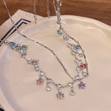 DAIIIBABYYY  -  New Colored Crystal Butterfly Pendant Necklaces Romantic Zircon Clavicle Chain Chokers Exquisite Mode Female Y2K Jewelry Gifts