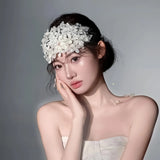 DAIIIBABYYY  -  French Retro Headband For Girls Handmade White Petal Headband Elegant Flower Wedding Hair Crown Women's Trendy Hair Accessories