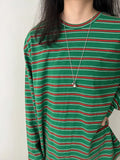 DAIIIBABYYY  -  American Loose Tops Contrast Color Stripes Long Sleeve T-shirt Y2k Women Clothing Harajuku Streetwear Tees Ropa De Mujer
