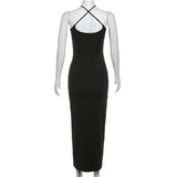 DAIIIBABYYY  -  New Women's Solid Color Slim Fit Bag Hip Street Fashion Suspender Backless Dress