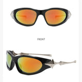 Daiiibabyyy  American Style Spicy Girl with A High-end Feel Y2K Cyberpunk Personality Sunglasses Women's Trendy Concave Shaped Sunglasses