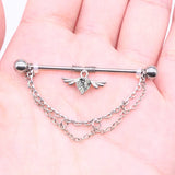 DAIIIBABYYY  -  1PC Surgical Steel Industrial Piercing Barbell 14G Dragon Claw Pearl Pendant Helix Piercing Cartilage Earring 38mm Body Jewelry